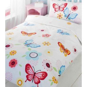 Butterflies. Butterfly, White Double Duvet and Pillowcases