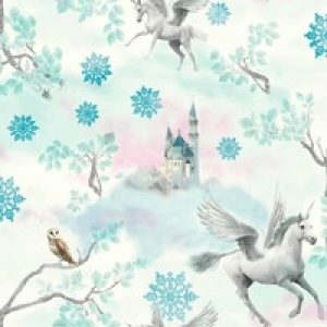 Arthouse Fairytale Unicorn Wallpaper – Blue