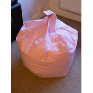 Pink Bean Bag, White Polka Dots