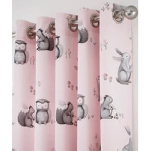 Catherine Lansfield, Pink Woodland Friends,Curtains 66 x 72 Inch