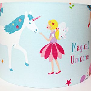 Magical Unicorn Large Fabric Light Shade – Blue