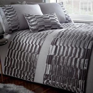 Murray, Grey Crushed Velvet Single Duvet Set