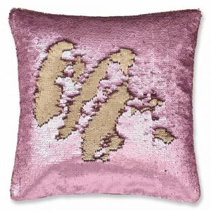 Catherine Lansfield Sequin Cushion Cover Pink and Rose Gold 43 x 43 cm