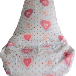 Girls Hearts High Back Pink White Beanbag