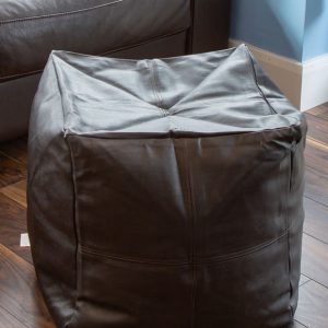 Brown Faux Leather Bean Cube, Footstool – Cross