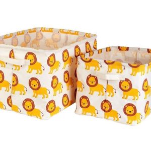Safari Savannah, Lion, Kids Fabric, Nursery Storage Boxes – Set of 2