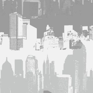 Catherine Lansfield Grey and White, City Scape, Teens Wallpaper