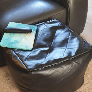 Black, Faux Leather, Patterned Bean Cube – Diamond