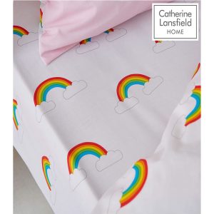 Catherine Lansfield Rainbow Swan Fitted Sheet – Single